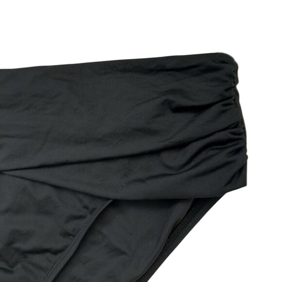 La Blanca Bikini Bottom Womens 16 Black Island Goddess Mid-Waist Sash Band Beach - Picture 4 of 10
